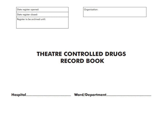 Operating Theatre Controlled Drugs Book Laminated cover 150 pages