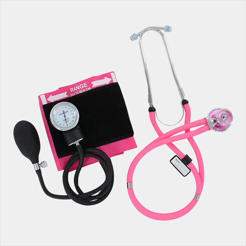 Emerald Sphygmomanometer & Sprague Stethoscope Set (Pink)